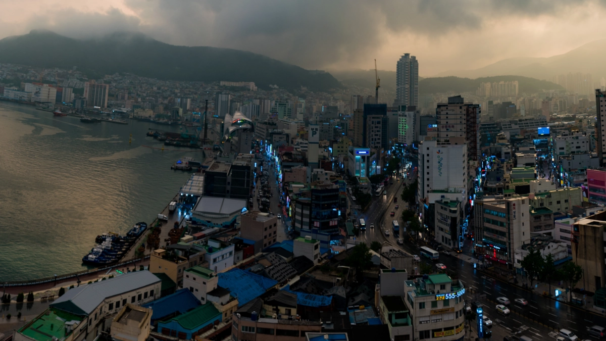 A city skyline seen on a trip to South Korea